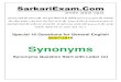 Synonyms - SarkariExam , Rojgar Result , Sarkari Naukri ......17. Conscript (a) Draft (c) Encircle (b) Draw (d) Subscribe S.S.C. (T-1) 8 2016 (1-qrâ) 'Conscript' 'Draft' Recruit,