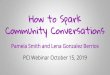 How to Spark Community Conversations · 10.08.2019  · Grassroots beginnings . A few people can spark community level conversations that lead to real change. “Never doubt that