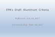 EPA’s Draft Aluminum Criteria...EPA’s Draft Aluminum Criteria Published: July 28, 2017 . Comments Due: Sept. 20, 2017