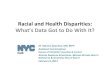 Racial & Health Disparities: What's Data Got to Do with It?...– Physicaland social environments •Housing • Violence •Culture • racial/ethnic discrimination – Foodavailability