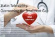 Statin Tolerability: Overcoming the Treatment GapDiscontinuation of Statins in Routine Care Settings 107 835 pts 57 492 Stopped Statin-related events documented:18 778 (17.4%) patients