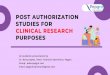 Post Authorization Studies for Clinical Research Purposes - Pepgra Healthcare