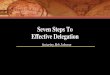 Seven Steps To Effective Delegation · Sharpen your skills in effective delegation Develop methods to keep team members focused on the end result Discover how to build trust, commitment