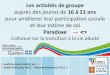 Les activités de groupe - Université Laval · •Proposer des groupes fermés •Définir des objectifs spécifiques pour chacun des jeunes •Planifier davantage les activités