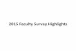 2015 Faculty Survey Highlights - Duke University · 2015 Faculty Survey Highlights . Purpose • Examine faculty perceptions of professional and intellectual ... research and scholarship?