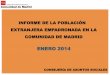 BVCM013818 Informe de la población extranjera empadronada en la Comunidad de … · 2015. 5. 13. · INFORME DE POBLACIÓN DE ORIGEN EXTRANJERO. ENERO 2014 16 Marruecos 9,08% Resto