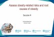 Assess obesity-related risks and root causes of obesity...Assess (adults) BMI kg/m2 Underweight ≤ 18.5 Normal weight 18.6–24.9 Overweight 25.0–29.0 Obesity class I 30.0–34.90