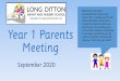 Year 1 Parents Meetinglongditton.surrey.sch.uk/wp-content/uploads/2020/09/Year-1... · Year 1 Parents Meeting September 2020 Welcome to the Year 1 presentation for Parents and Carers