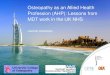 Osteopathy as an Allied Health Profession (AHP): Lessons ... · Osteopathy in the UK •4844 UK registered osteopaths practicing in the UK •90% of osteopaths are self-employed and