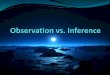 What is an observation? - Kyrene School District · 2015. 8. 17. · Observation and Inference Challenge. What observations and inferences can you make? Title: Observation vs. Inference