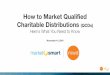 How to Market Qualiﬁed Charitable Distributions (QCDs ... · 4) They want to participate in your capital campaign. 5) They decide to pledge $1M to the campaign, payable in installments