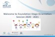 Welcome to Foundation Stage Orientation Session 2020 - 2021 · Jolly Phonics Programme . Jolly Phonics Letter sounds order . Jolly Phonics Five Basic Skills . Our Rooms Pre-F (Netherlands