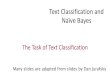 Text Classification and Naïve Bayes - ecology lab · Text Classification and Naïve Bayes The Task of Text Classification Many slides are adapted from slides by Dan Jurafsky. Is