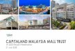 CAPITALAND MALAYSIA MALL TRUST...1H 2020 Updates 5 1H 2020 Results Proactive Portfolio and Asset Management • Net Property Income: RM58.7 mil ( 43.0% YoY) • Distribution Per Unit: