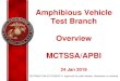 Amphibious Vehicle Test Branch Overview MCTSSA/APBI...– LVT-3, LVT-4,LVT-5, LVT-7/AAV, EFV, HTR, MPC, AAV-SU, and ACV • Historically has been subordinate to AAS Bn, PM AAA, SIAT