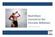 Female Athlete Nutrition - Lenape Regional High School ... · 4 Nutrition Concerns for the Female Athlete 1. Female Athlete Triad 2. Fueling 3. Performance 4. Recovery Know the signs