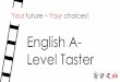 English A- Level Taster - Hinckley Academy Form/Curriculu… · Bang. I stabbed at a wedding cake. }v[ Z ]vl] [ } ... x What themes are suggested? x What is suggested }µ Z l [ }(u