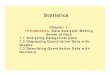 Statistics · 2018. 10. 12. · 1.2 Displaying Quantitative Data with Graphs 1.3 Describing Quantitative Data with Numbers. Example 1: Data for students in statistics class Example