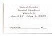 Third Grade Grade - Social Studies 3.pdf · PDF file Third Grade Social Studies Week 4 April 27 - May 1, 2020 NAME (USA) Greenland (Donmork) HONDURAS sÅLYA00R (0%) HAITI AMERICA