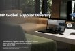 HP Global Supplier Diversity - CAMSC · Annual Budget Allocation: >150K Communication strategy: Diversity Portal Meeting with HP CLT Corporate Citizenship Report ... – 2007 HP Supplier