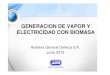 GENERACION DE VAPOR Y ELECTRICIDAD CON BIOMASA agd biomasa20… · Chimenea Economizador Calentadores de aire Descarga de ceniza de grilla Descarga de ceniza de filtro Ventilador