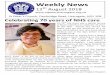 Weekly News...Weekly News 12th August 2018 St Peter’s Church, Cambridge Road, Harrogate, HG1 1PB Celebrating 70 years of NHS care On 29th July there was a special service at Ripon