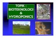 BIOTEKNOLOGI HYDROPONICS · 2014. 9. 20. · Kultur Sel dan Jaringan Menumbuhkan tanaman atau jaringan hewan atau sel secara steril di dalam tabung reaksi atau tabung gelas lainnya