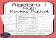 Math Review Packet...Slope Formula: m = y2−y1 x2−x1 Finding Slope from 2 Points Ex: Find the slope of the line that passes through the points (-9, -3) and (7, -7) m = −7−(−3)