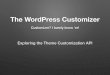 The WordPress Customizer - WordCamp Central · 2015. 8. 7. · •Interface too Cramped!” • “Customizer not mature enough!” • “Should be for styles, not content!” Criticisms