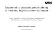 Seasonal to decadal predictability in mid and high northern … · 2013. 6. 17. · EXP2: 4 ensembles with 6 members each started from CTRL2 . Interannual predictability: SLP EXP1