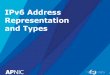 03 IPv6 Address Representation and Types · 2019. 8. 31. · 1. •IPv6 address is 128 bits •Number ofIPv6 addresses : 2^128~ 3.4 x 1038. •IPv6address isrepresented in hexadecimal