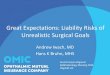 Great Expectations: Liability Risks of Unrealistic ......Great Expectations: Liability Risks of Unrealistic Surgical Goals Andrew Iwach, MD Hans K Bruhn, MHS Grand Canyon Regional