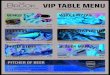 VIP TABLE MENU · 2020. 11. 20. · VIP TABLE MENU 1lb. of Wings..... $9.95 2lbs. of Wings and a Pitcher of Beer.... $19.95 Hamburger ... $8.00 Domestic ..... $16.00 Import 