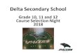 Delta Secondary School...Course Selection must be confirmed via Parent Connect • Gr.10: 8 courses – 6 required / 2 electives + 2 Alt • Gr.11: 8 courses – 4 required /4 electives