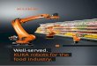 Well-served. KUKA robots for the food industry....KUKA provides robot types for the entire food industry process chain on the basis of a comprehen-sive control platform. 100 % flexibility