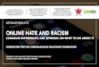 ONLINE HATE AND RACISM...KEY FINDINGS • 78% of Canadians are concerned about the spread of hate speech online. Another 74% are concerned about the rise of right-wing extremism and