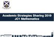 Academic Strategies Sharing 2019 JC1 Mathematics...1 Paper (3hrs) Exam Format: 2 Papers (3hrs x 2) Pure Math (40%) Statistics (60%) Pure Math (70%) Statistics (30%) Assumed Knowledge