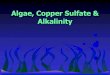 Copper Sulfate & Alkalinity - University of KentuckyHigh alkalinity water Low alkalinity water 11 - 10 - 9 - 8 - 7 - 6 - 5 - Early Morning Early Morning Late Afternoon. Usual Recommendation