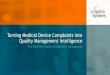 Turning Medical Device Complaints Into Quality Management ......CRM Field Service Triage Complaint Reportability assessment 13 Steps to Compliance Complaint Management Strategic Solution