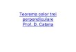 Teorema celor trei perpendiculare Prof. D. CatanaTeorema celor trei perpendiculare Fie αun plan, A un punct exterior planului şia o dreaptă inclusăîn plan. Dacă AA’┴ α şi