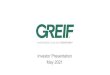 Investor Presentation May 2021...Financial Disclosures (TCFD) reporting and further assess gaps to full implementation Key climate focus areas May 2021 – P.16 Why invest in Greif?