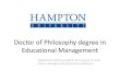 Doctor of Philosophy degree in Educational Management