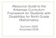 Algebra I Curriculum Framework Links for Ninth Grade Mathematics
