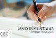 LA GESTIÓN EDUCATIVA · 2020. 4. 3. · INTRODUCCIÓN El término Gestión proviene del latín “gestio”, y evoca la acción y la consecuencia de realizar trámites con eficiencia