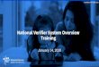 National Verifier System Overview Training