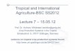 Tropical and International Agriculture-BSC SS2012 Lecture 