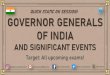 GOVERNOR GENERALS OF INDIA IMPORTANT EVENTS