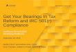 Get Your Bearings In Tax Reform and IRC 501(r) Compliance