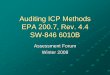 Auditing ICP Methods EPA 200.7, Rev. 4.4 SW-846 6010B