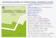 EUROPEAN JOURNAL OF OPERATIONAL RESEARCH (EJOR …
